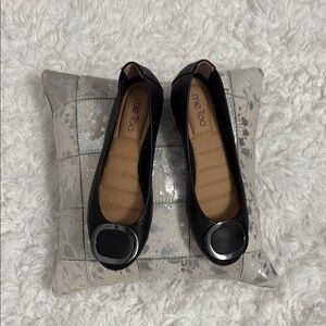 Me Too Black Flats with Metallic Buckle